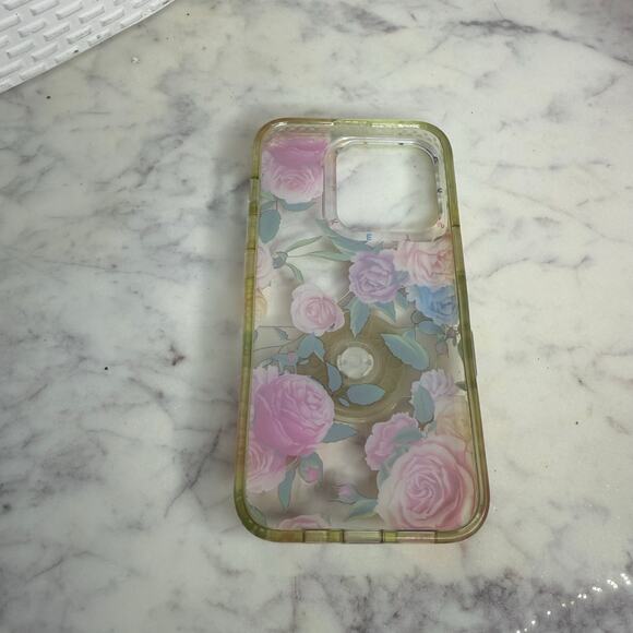 PopSockets PopCase Apple iPhone 13 PopGrip Slide Case Vintage Pink Floral - Picture 5 of 6